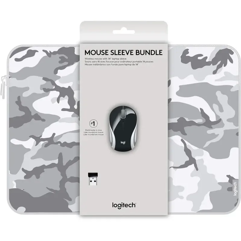 Logitech Wireless Mini Mouse M187 & 14" Sleeve Bundle - Black/Gray Camo | 910-005735
