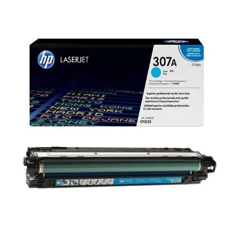 HP 307A Original LaserJet Toner Cartridge - Cyan | CE741A for HP Color LaserJet Professional CP5225 Series