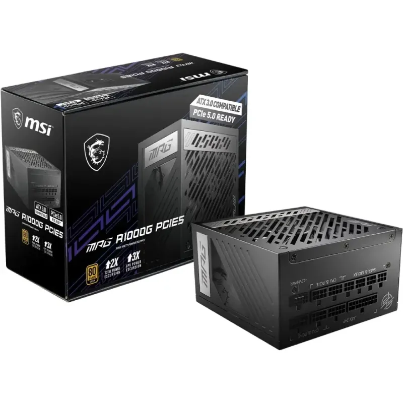 MSI Power supply MPG A1000G PCIE 5 & ATX 3.0 80+GOLD PSU,1000W | 306-7ZP7C11-CE0