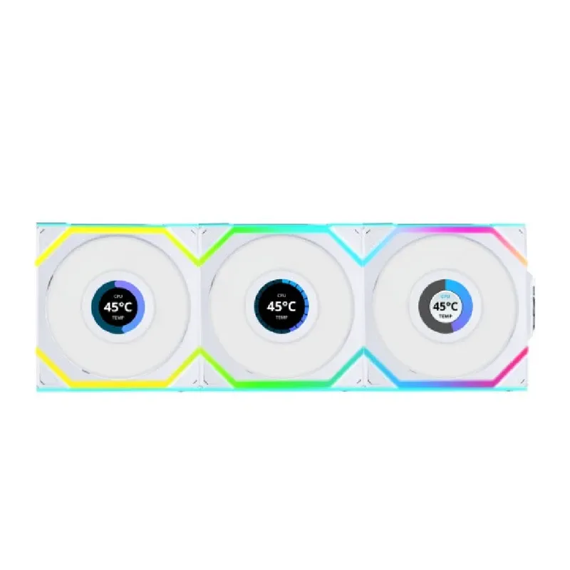 Lian Li UNI FAN SL Wireless LCD 120 White Triple Pack With Controller | G99.12SLLCD1W3W.00