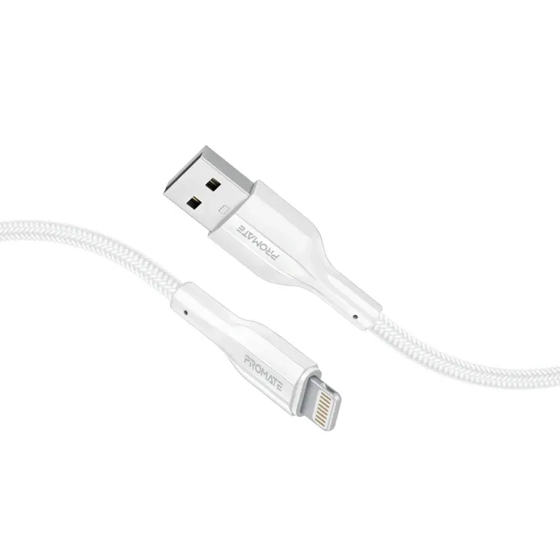 Promate High Tensile Strength Data & Charge Cable for Apple Devices - White | XCORD-AI200.WHITE