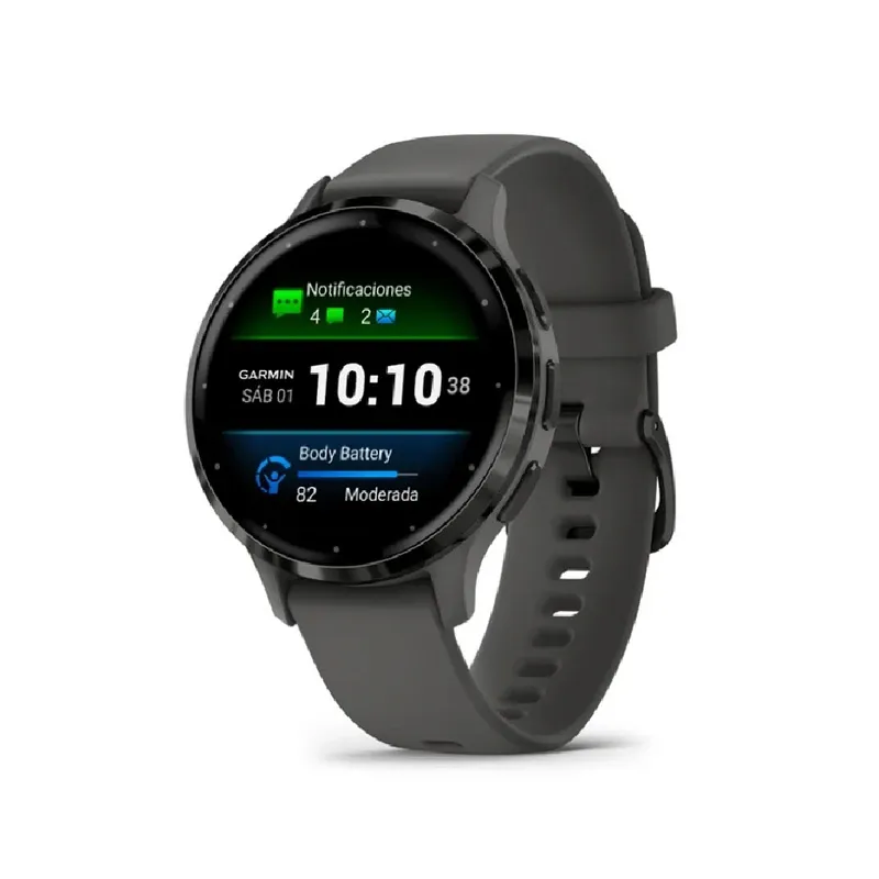 Garmin Venu 3S Smartwatch - GPS Slate Stainless Steel Bezel with Pebble Gray Case and Silicone Band | 010-02785-00