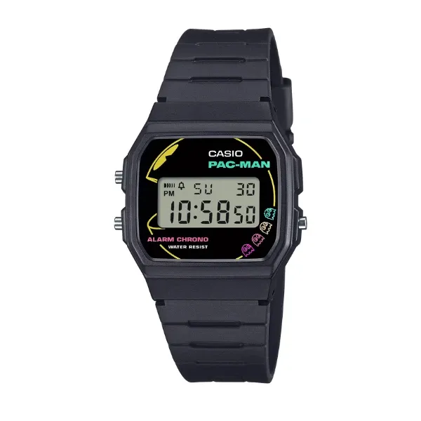 Casio PAC-MAN Vintage Digital Unisex Watch - Black / Multicolor | F-91WPC-1ADR
