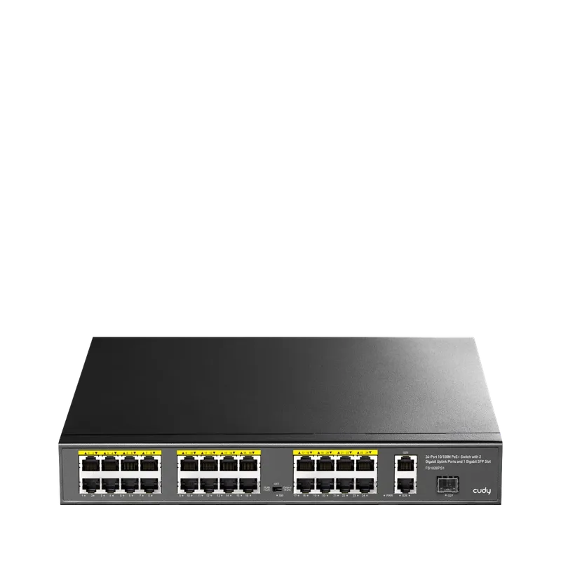 Cudy 24-Port 10/100M PoE+ Switch with 2 Gigabit Uplink Ports and 1 SFP Slot | FS1026PS1