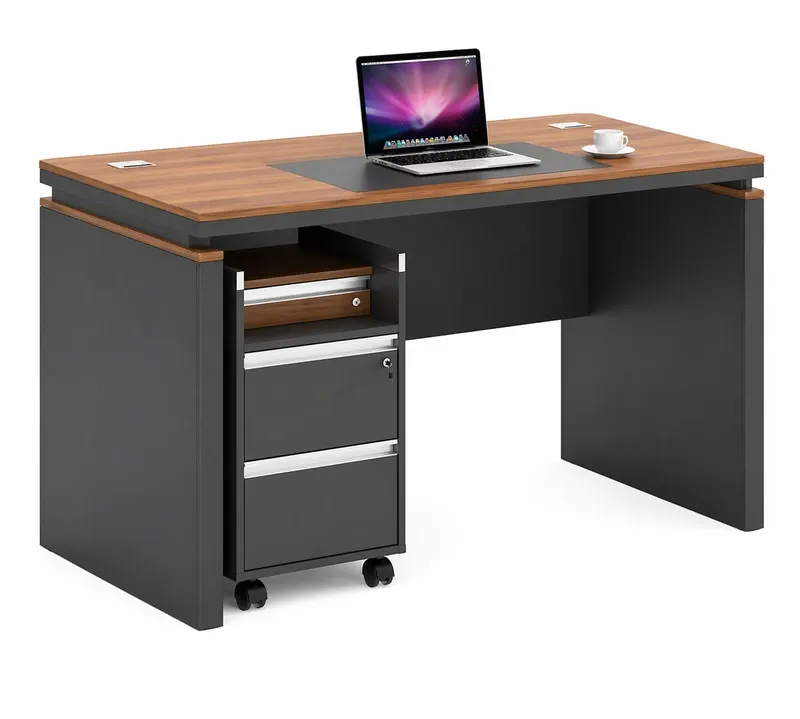 Valencia Office Table, Brown + Dark Grey - 1400*700*760mm | M217-1A-M (1400)