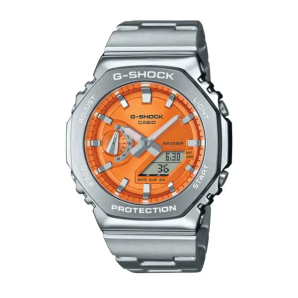 Casio G-SHOCK G-STEEL Casual Men Analog-Digital Watch - Silver & Orange | GM-2110D-4ADR