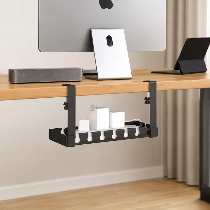 Under-Desk Cable Organizer Tray 40cm - Black | SD10 BLACK