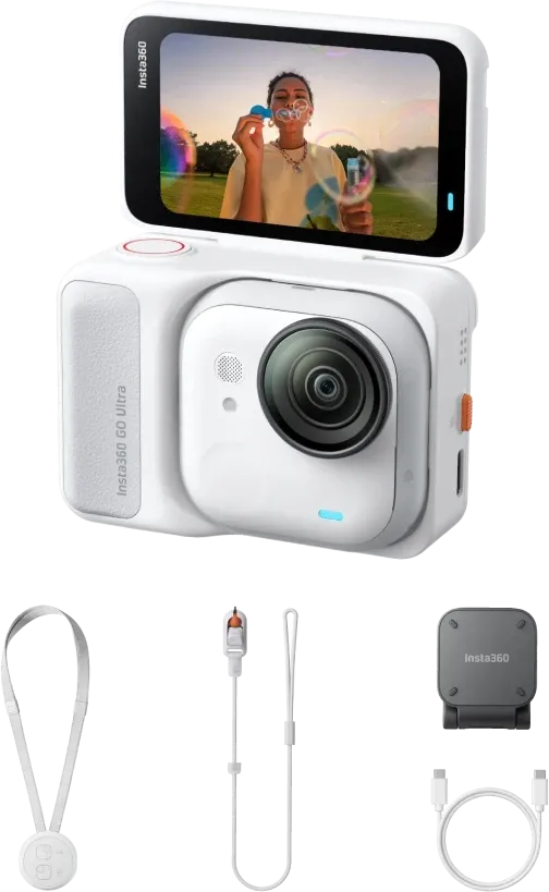 Insta360 GO Ultra Standard Bundle — Arctic White | Tiny 4K60 Magnetic POV Action Camera