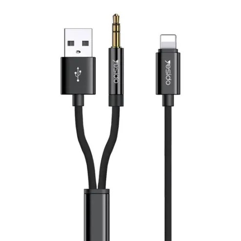 YESIDO Aux & Charge Adapter – Lightning to 3.5 mm + Lightning Pass‑Through | YAU18