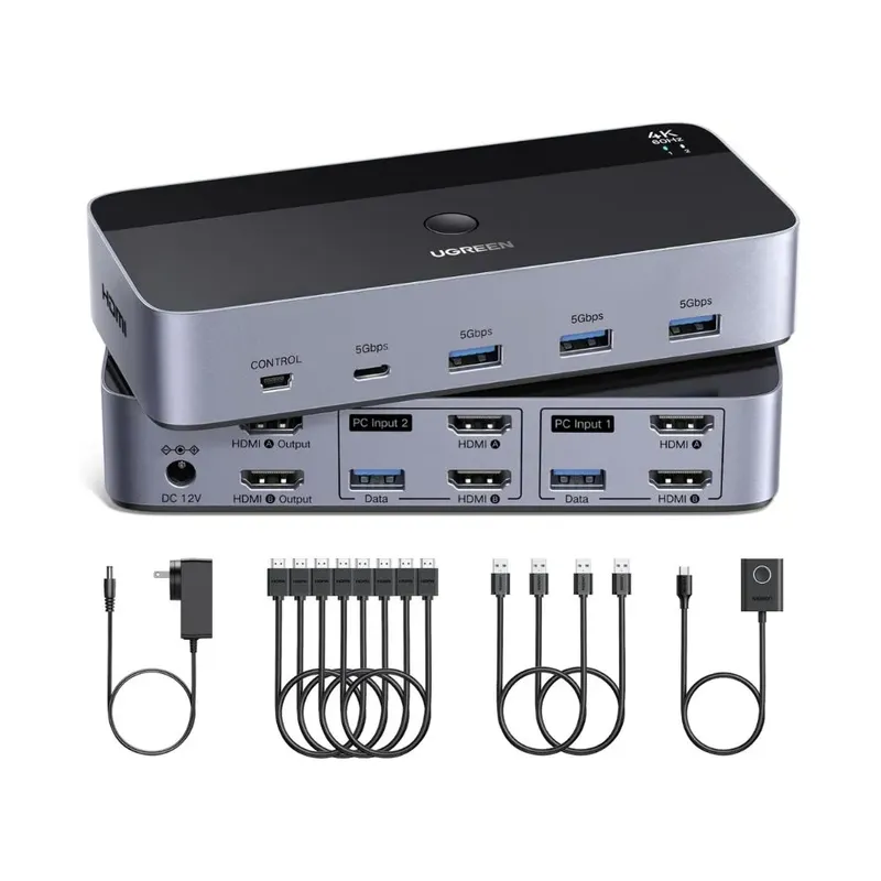UGREEN Dual Monitor HDMI KVM Switch 4K@60Hz USB 3.0 Hub | 55455
