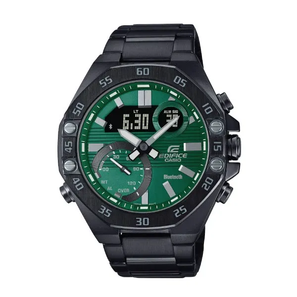 Casio Edifice Men Connected Analog-Digital Watch - Black Green | ECB-10DC-3ADF