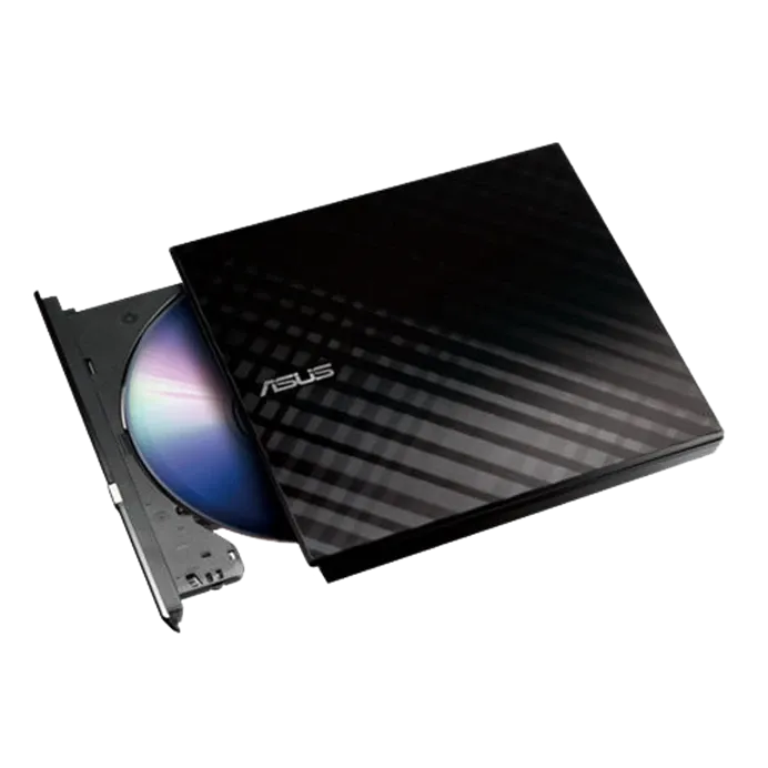 ASUS 08D2S-U Ultra-Slim Portable External DVD Burner & Writer – USB 2.0 Optical Disc Drive with 8X DVD Write Speed, Disc Encryption, and Plug-and-Play Compatibility – Black