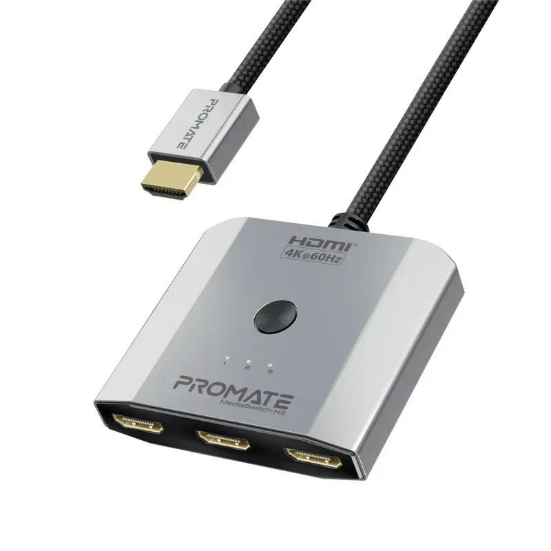 Promate 4K High Resolution 3-in-1 HDMI Switch | MediaSwitch-H3