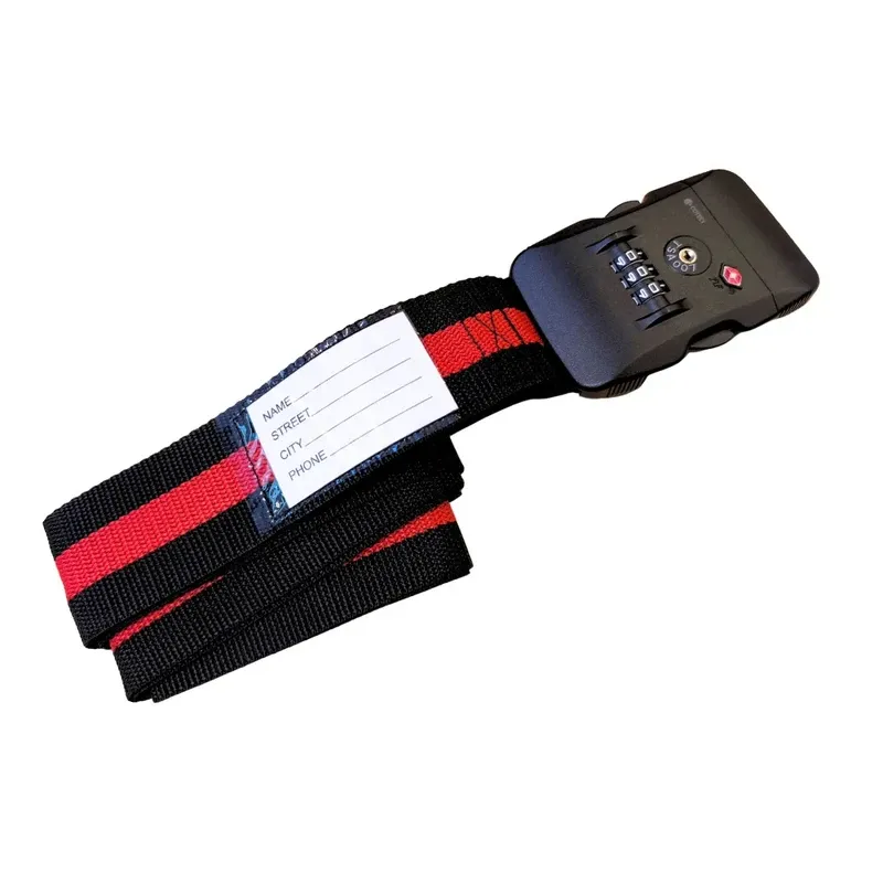 Coteci Customs Lock Buckle Luggage Strap Tag Set - Black & Red | LT-CLB