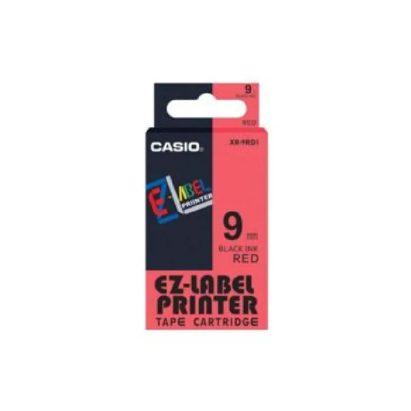 Casio XR-9RD1 — 9mm Black on Red Label Tape Cassette — 8m | For Casio KL Series Label Printers
