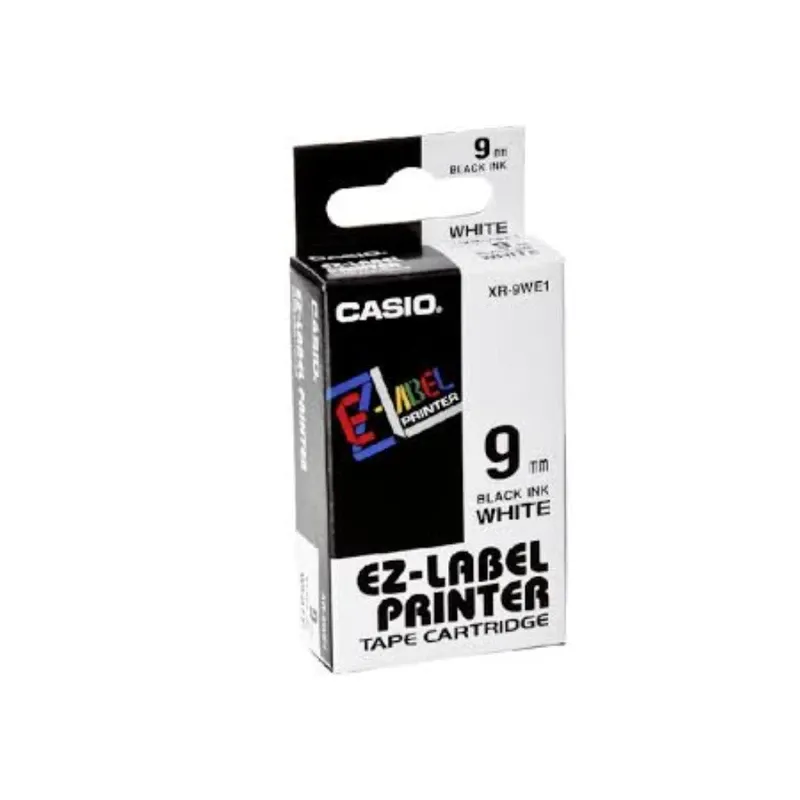 Casio 9mm Label Tape Cassette - Black/White | XR-9WE1-W-DJ1