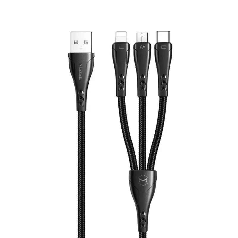 Mcdodo Lightning Type-C Micro USB 3 in 1 Cable 1.2m | CA-696