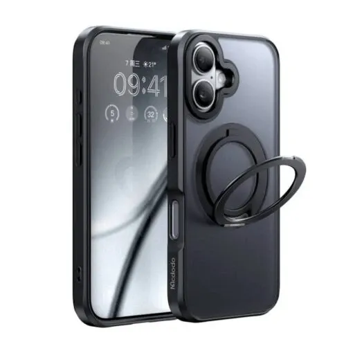 Mcdodo Magnetic Ring Stand Case for iPhone 16 – Black | PC-4930
