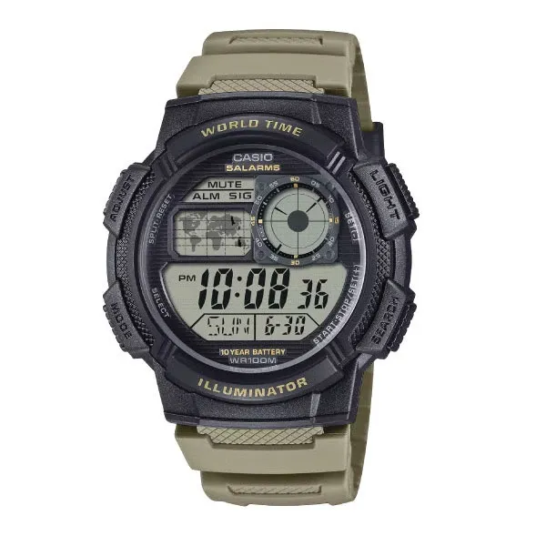 Casio Men Digital Watch - Black / Khaki | AE-1000W-5AVDF