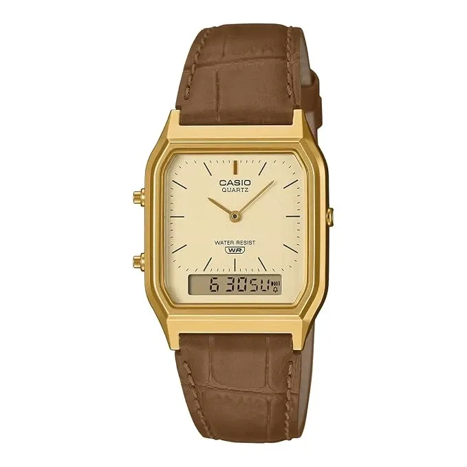 Casio Vintage Analog-Digital Unisex Watch - Brown / Gold Plated | AQ-230EGL-9ADF