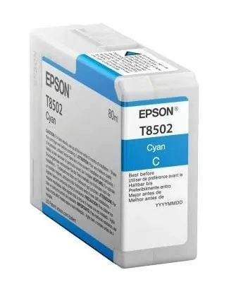 Epson Ink Cartridges, Ultrachrome® HD, T8502, Singlepack, 1 x 80.0 ml Cyan | C13T850200