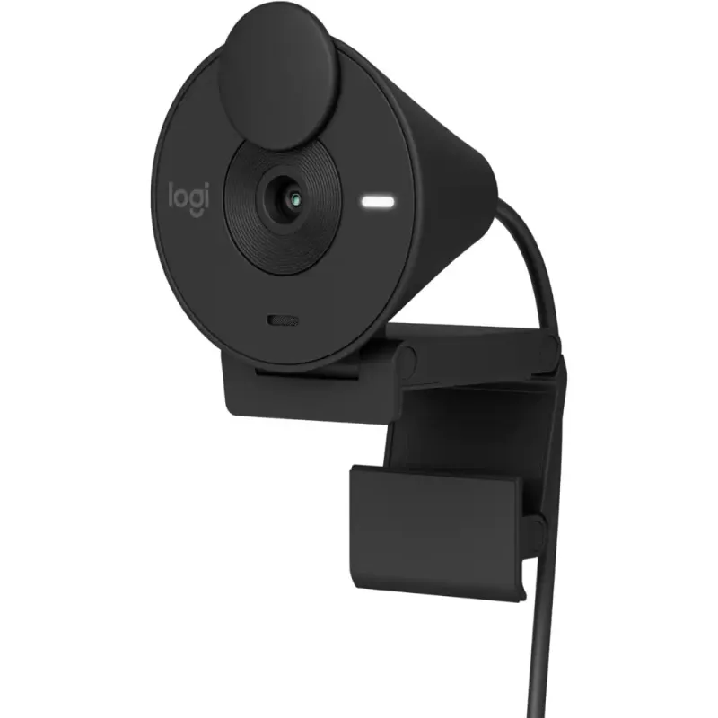 Logitech Brio 300 Full HD Webcam with Privacy Shutter, Noise Reduction Microphone, USB-C, certified for Zoom, Microsoft Teams, Google Meet, Auto Light Correction – Black | 960-001438