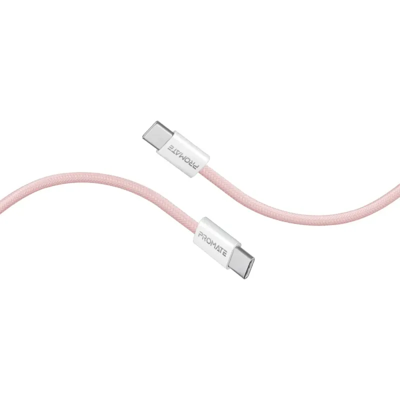 Promate USB-C Cable Ultra-Fast Power Delivery – Pink | ECOLINE-CC120
