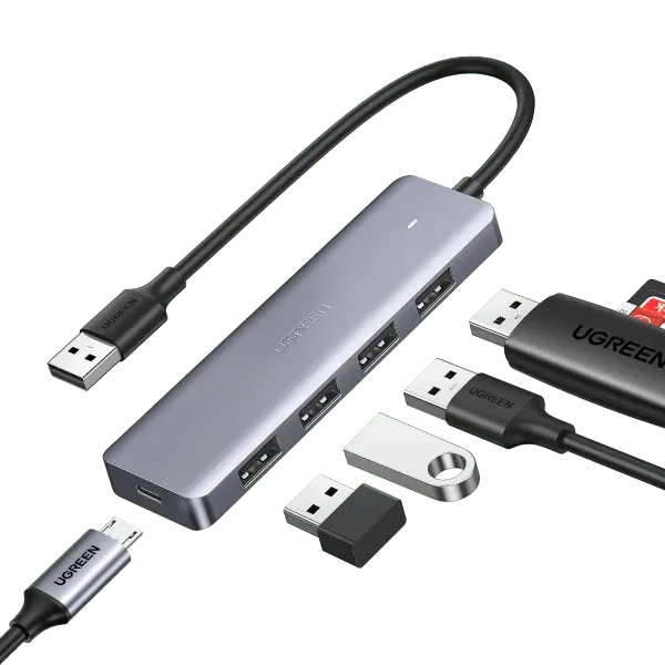 UGREEN USB Hub 3.0, Ultra Slim 4 Port USB 3 Hub with 5Gbps Data Transfer | 50985