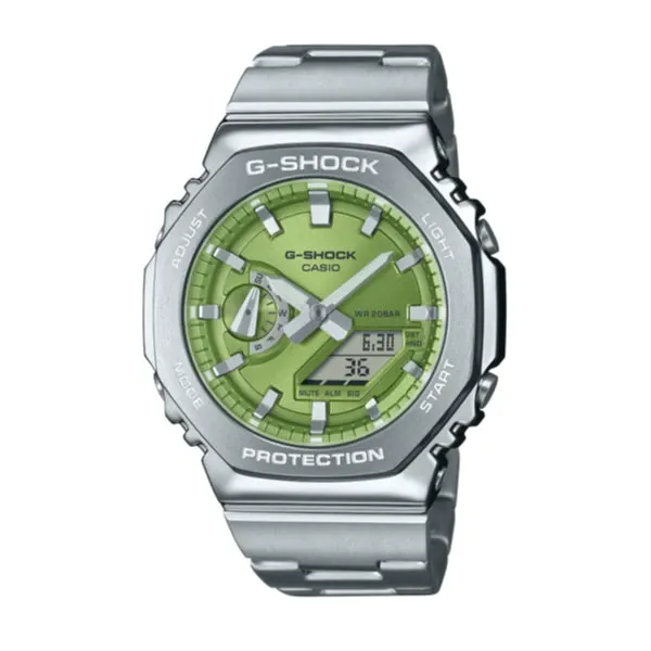 Casio G-SHOCK G-STEEL Casual Men Analog-Digital Watch - Silver & Green | GM-2110D-3ADR