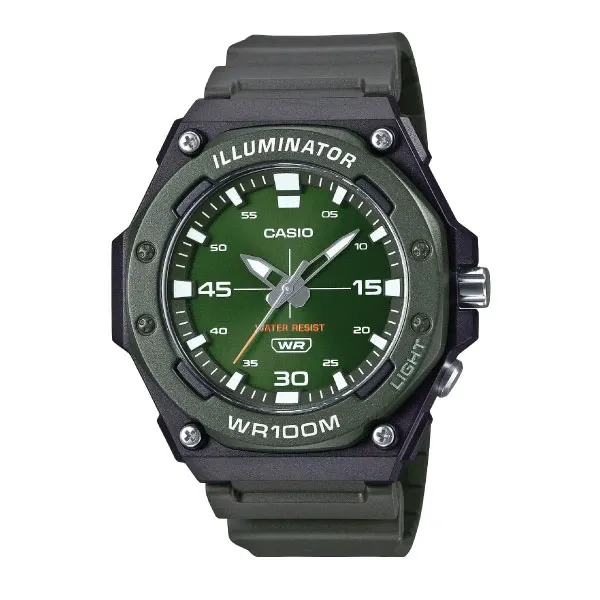 Casio Men 3-Hand Watch - Black / Green | MW-620H-3AVDF
