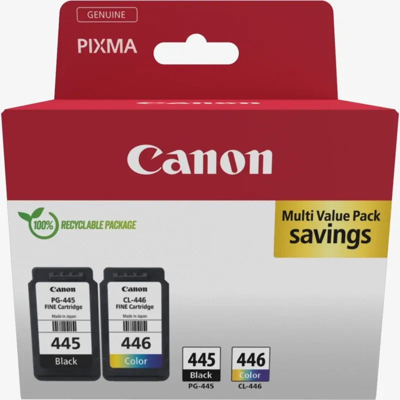 Canon PG-445 Black & CL-446 Color Ink Cartridge Combo Pack - Original Canon Ink for PIXMA Printers