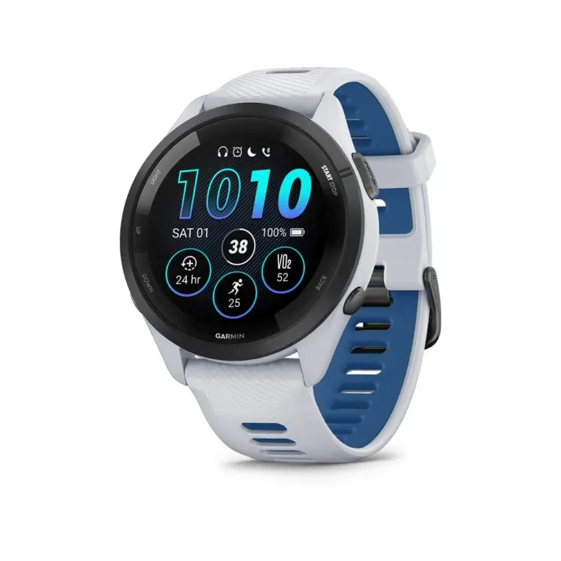 Garmin Forerunner 265 - Black Bezel with Whitestone Case and Whitestone/Tidal Blue Silicone Band | 010-02810-11