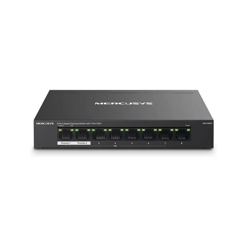 Mercusys 8-Port Gigabit Desktop Switch with 7-Port PoE+ | MS108GP