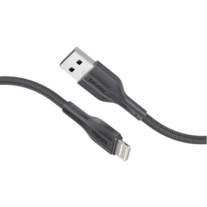 Promate High Tensile Strength Data & Charge Cable for Apple Devices - Black | XCORD-AI200.BLACK