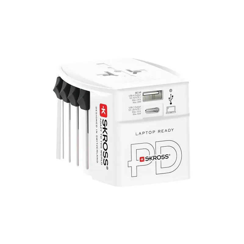 SKROSS MUV USB AC45PD World Travel Adapter with USB-C Cable – Fast Charging Power Adapter | 1.302975