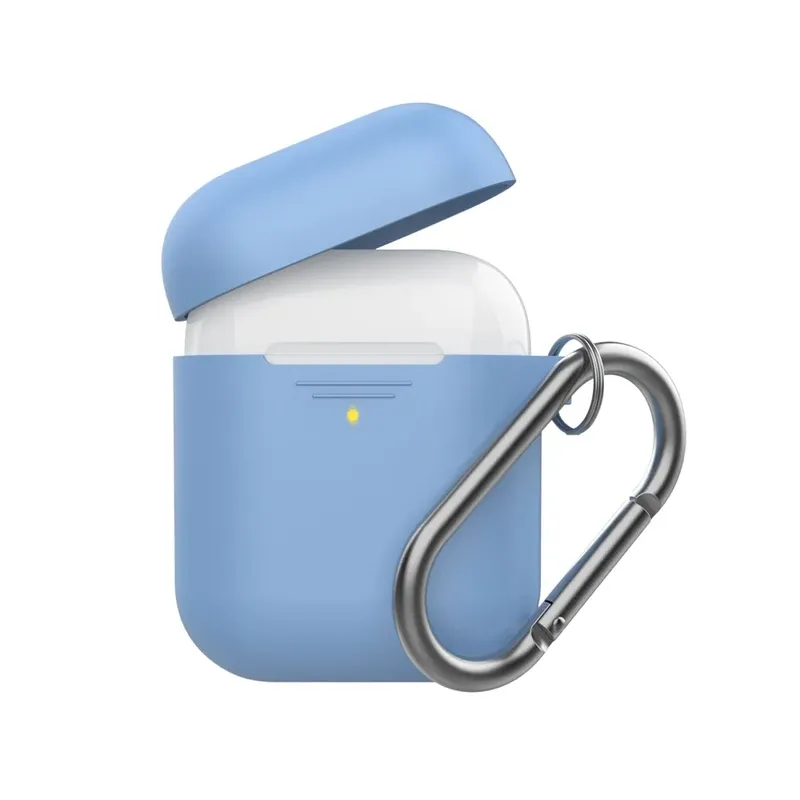 Promate Slim Silicon case for Apple Airpods with Carabiner Hook - Blue | GRIPCASE