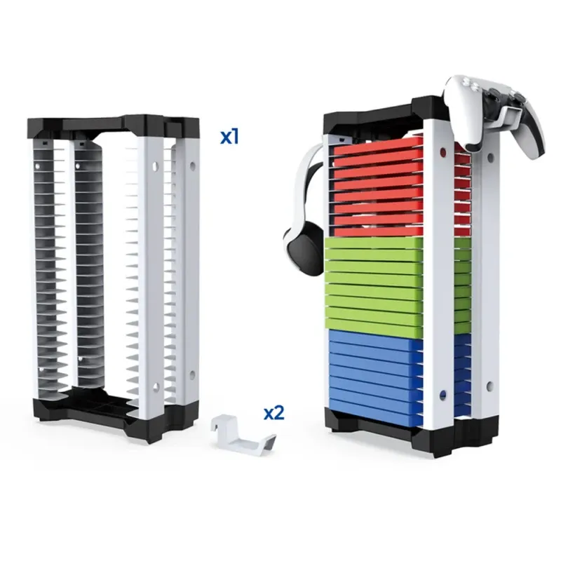 Dobe Game Disc Storage Stand For pS5, PS4, Xbox & Nintendo Games with Hanging Hook - Black/White
